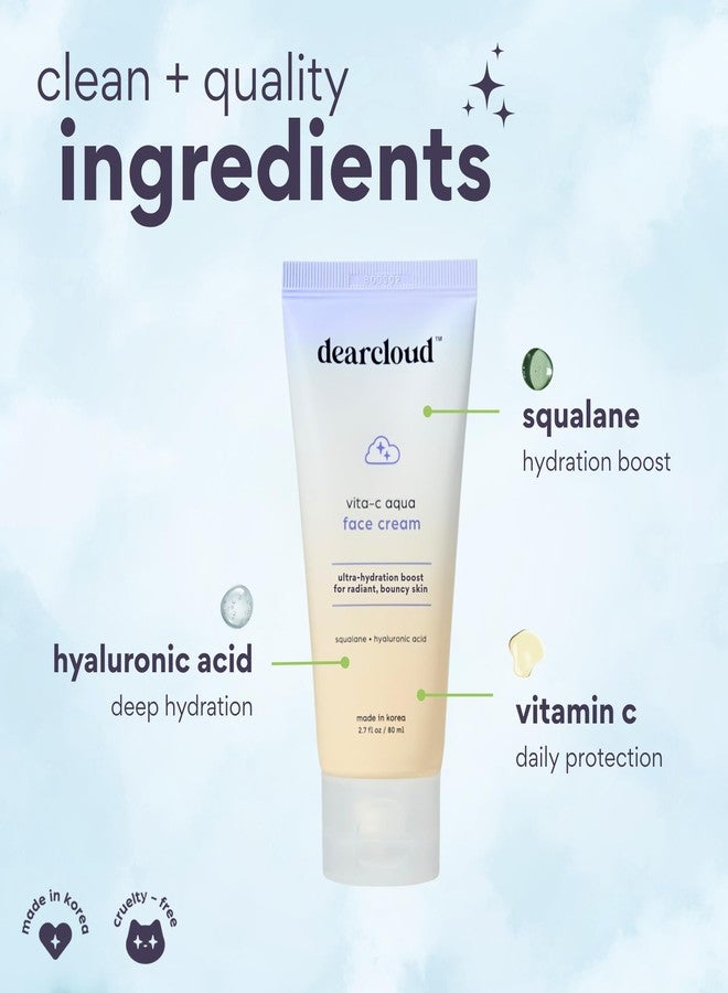 dearcloud Vita-C Aqua Face Cream – Face Moisturizer with Vitamin C, Squalane Oil for Face, Hyaluronic Acid Serum Hydration – Moisturizer for Women and Men (2.7 fl oz) - Image 2